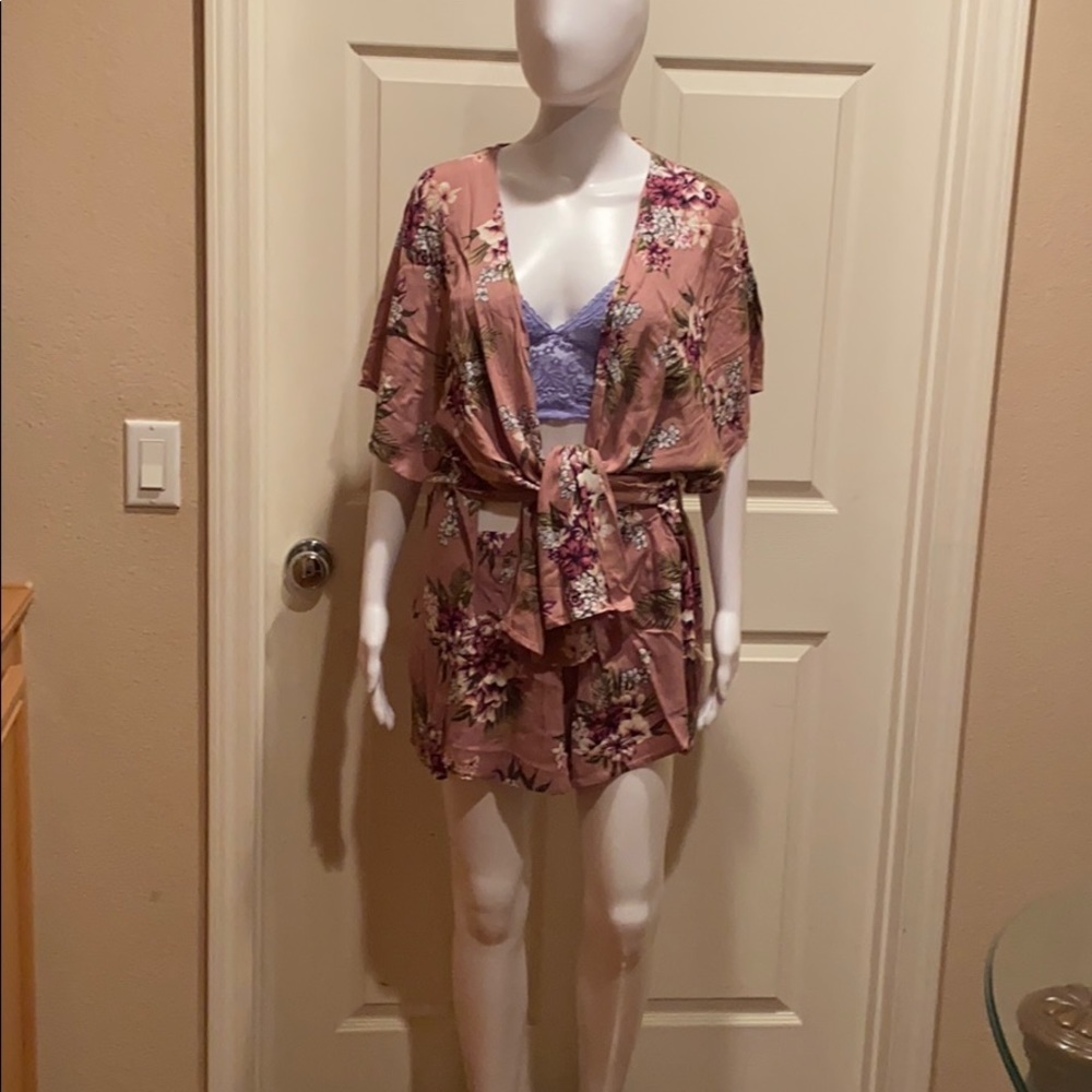 Mauve floral print short set - Picture 3 of 5
